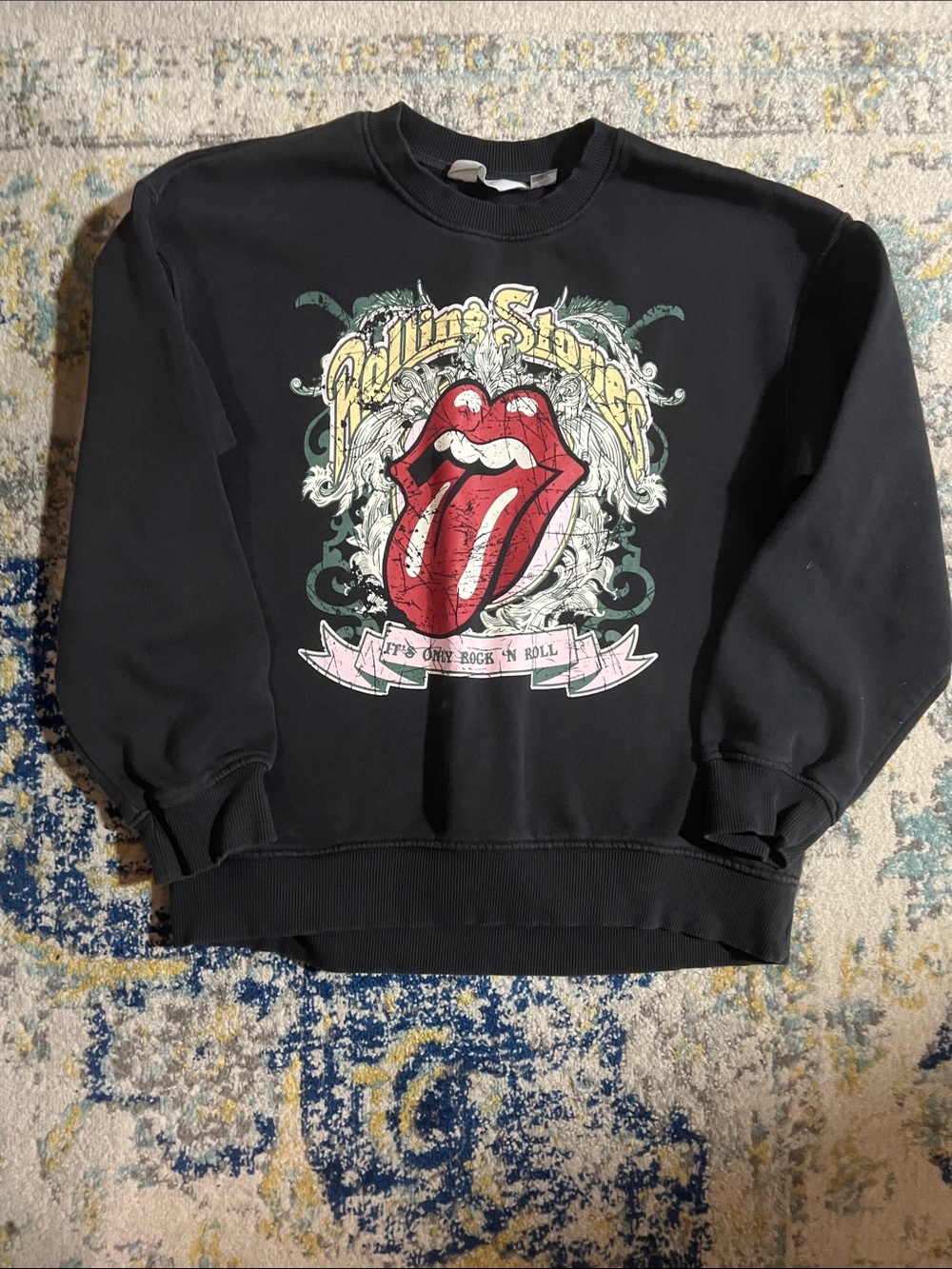 H&M Black Sweatshirt with Rolling Stones Graphic